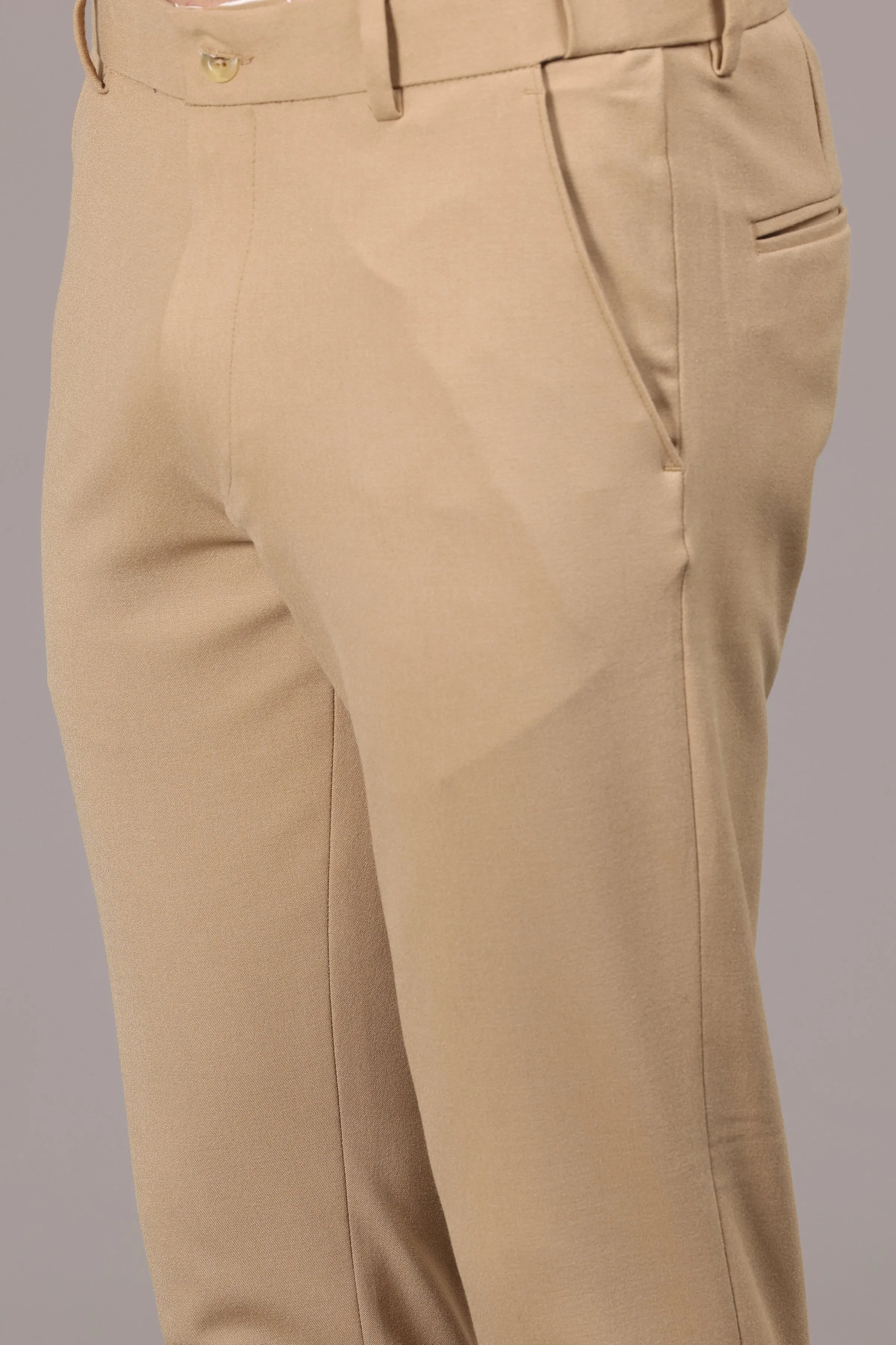 IVYN Elegant Khaki Slim Fit Trousers for Men's