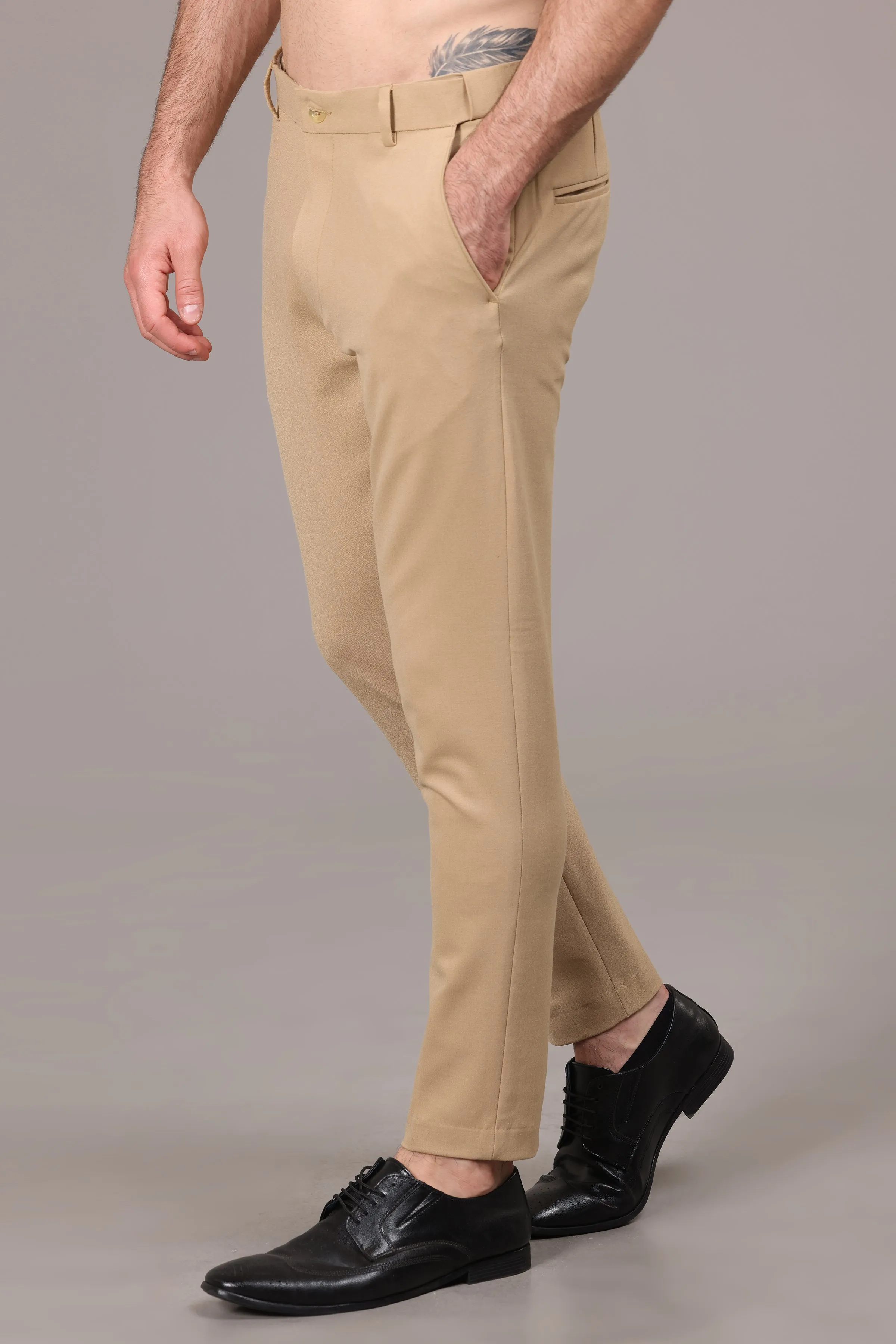 IVYN Elegant Khaki Slim Fit Trousers for Men's