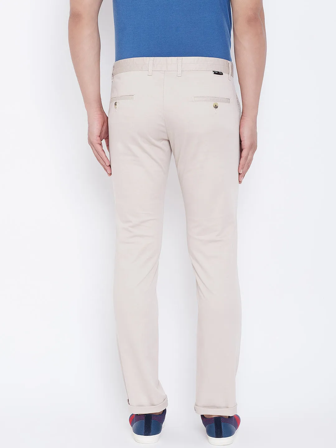 JUMP USA Men Beige Regular Fit Solid Trousers