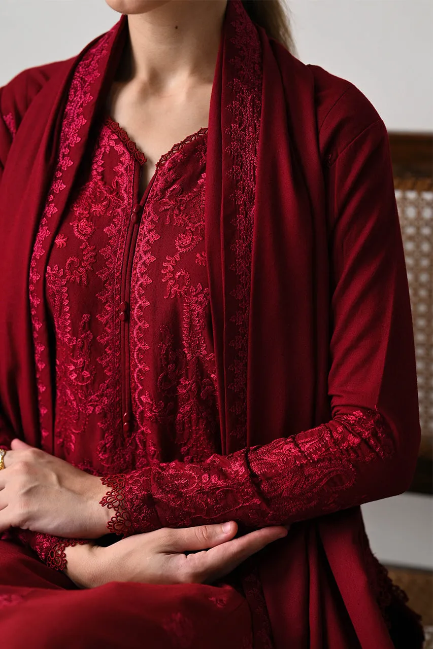 KARANDI'24-RICH MAROON LUXURY EMBROIDERED KARANDI SET (NEL-24629) (RTS)