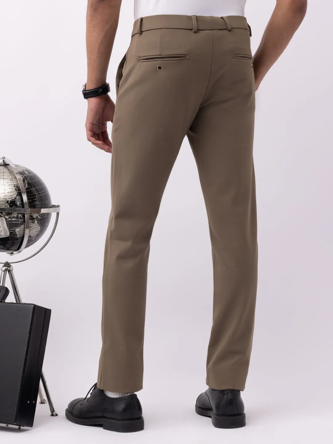 Khaki Bi-Stretch Slim Trousers