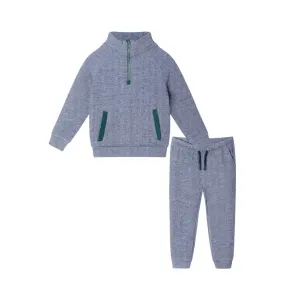 Kids Stretch Cord Sweatshirt & Pant Set | Navy Green