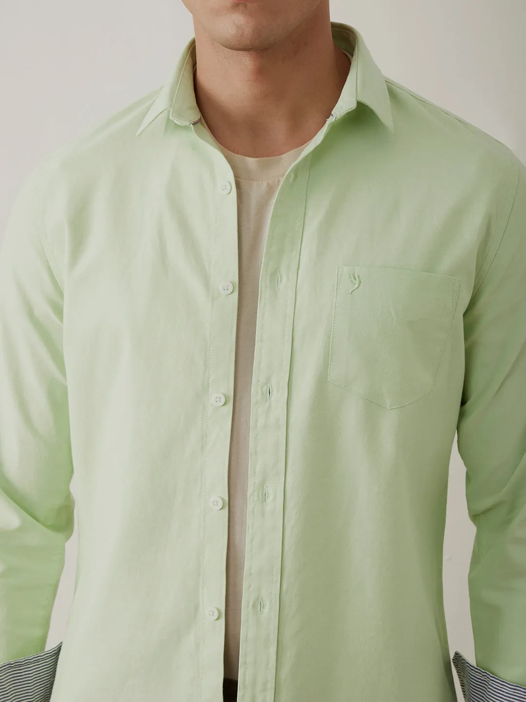 Light Green Plain Cotton Shirt