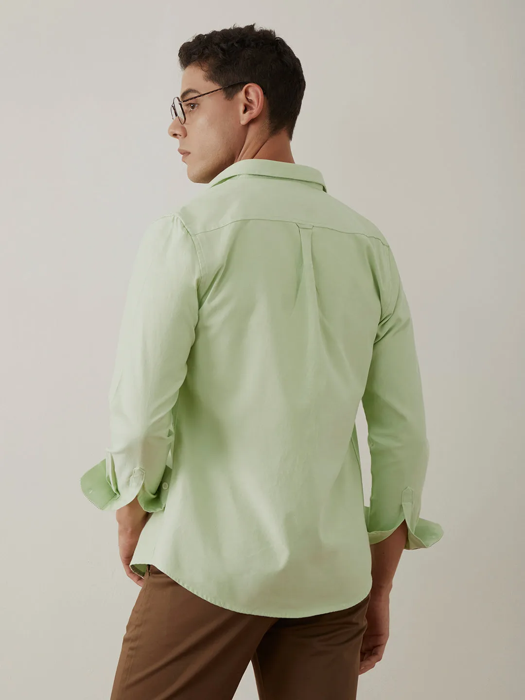 Light Green Plain Cotton Shirt