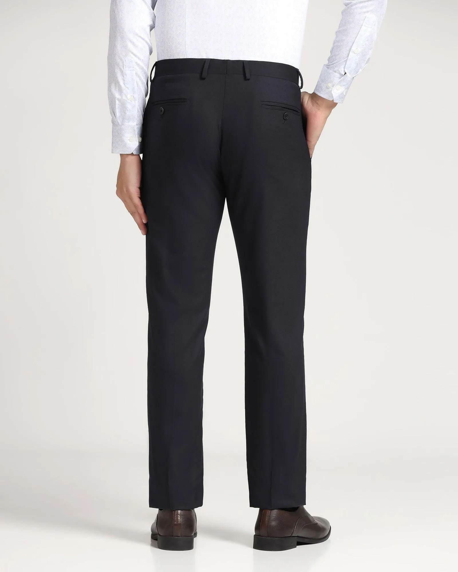 Luxe Slim Comfort B-95 Formal Navy Solid Trouser - Meter