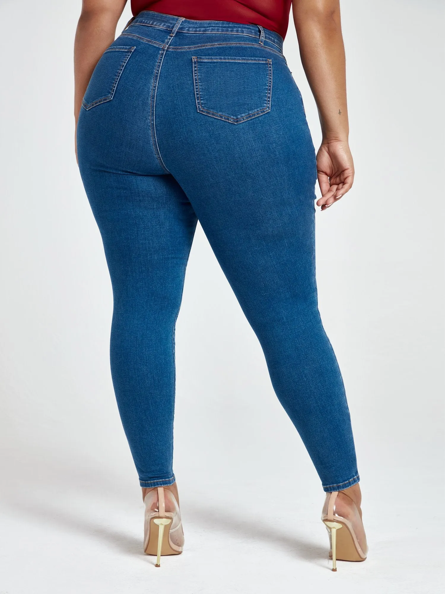 Medium Wash High Rise Super Skinny Jeans in Medium Blue Wash