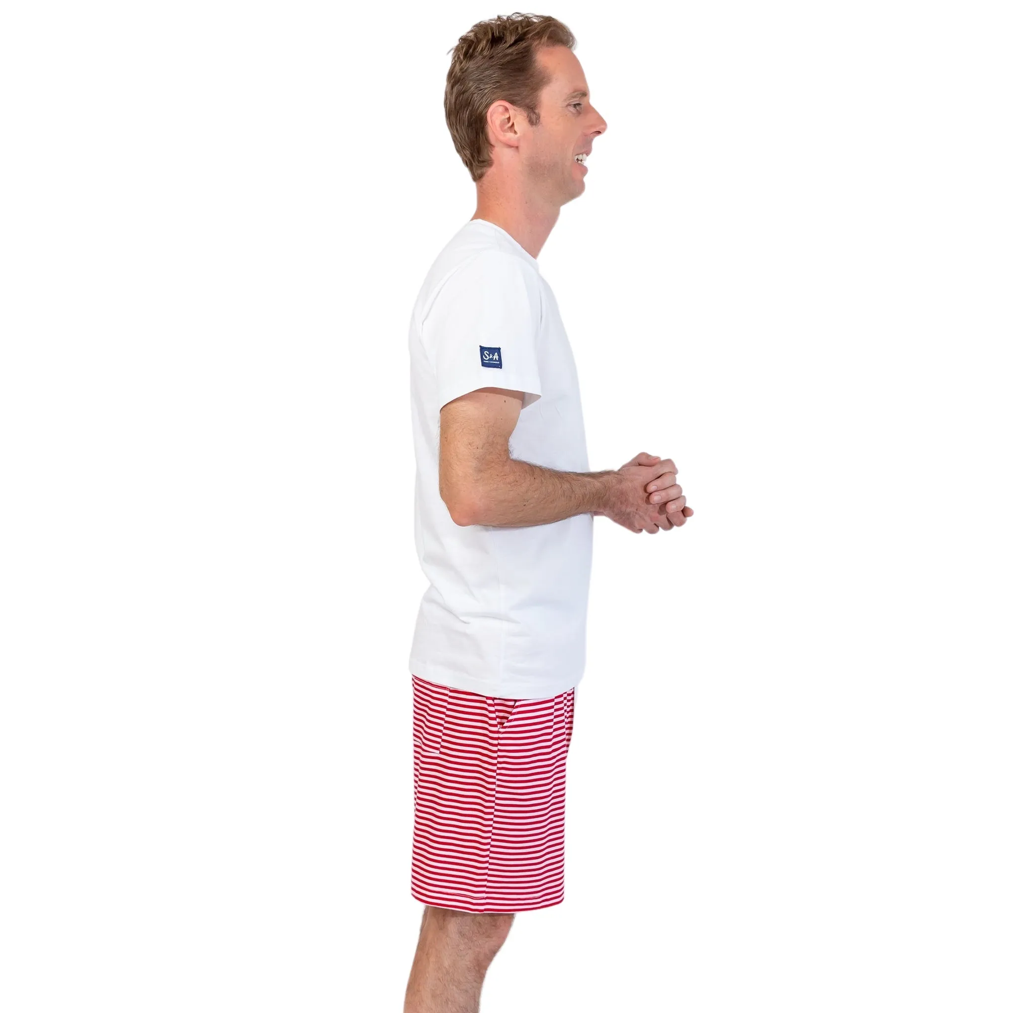 Men's Red Stripe Jersey Sleep Shorts