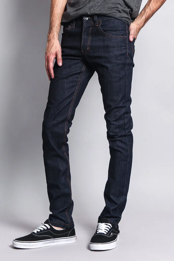 Men's Skinny Fit Raw Denim Jeans (Indigo/Timber)