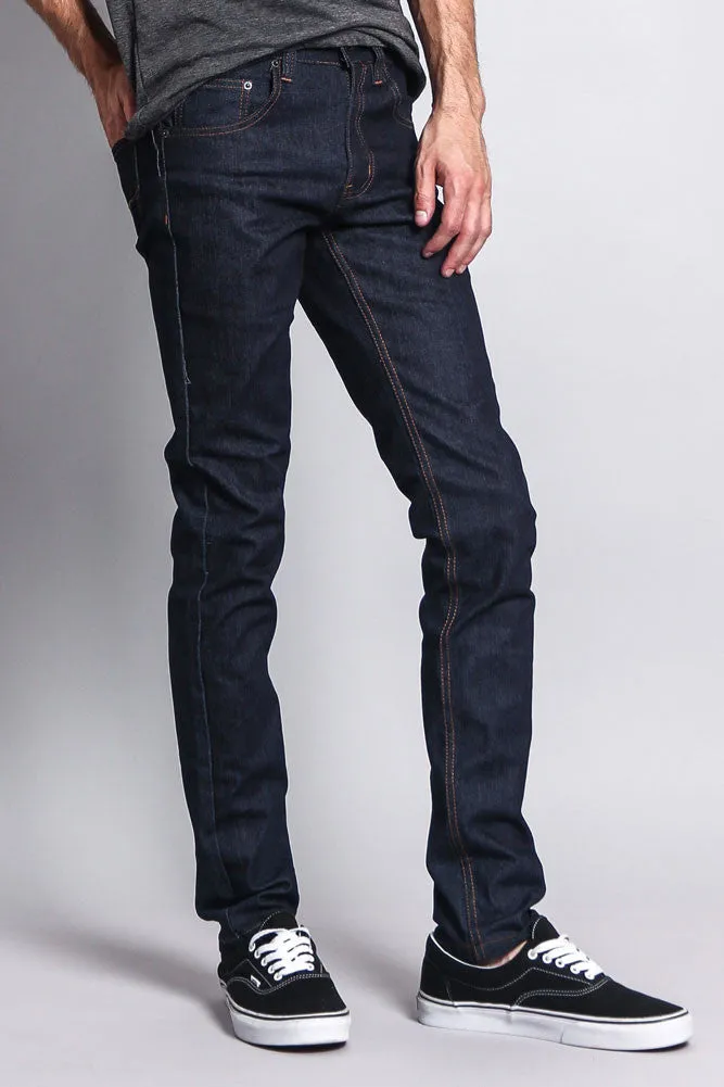 Men's Skinny Fit Raw Denim Jeans (Indigo/Timber)