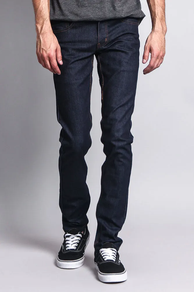 Men's Skinny Fit Raw Denim Jeans (Indigo/Timber)