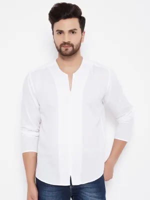 Men's Solid Pure Cotton White  Kurta - Even Apparels