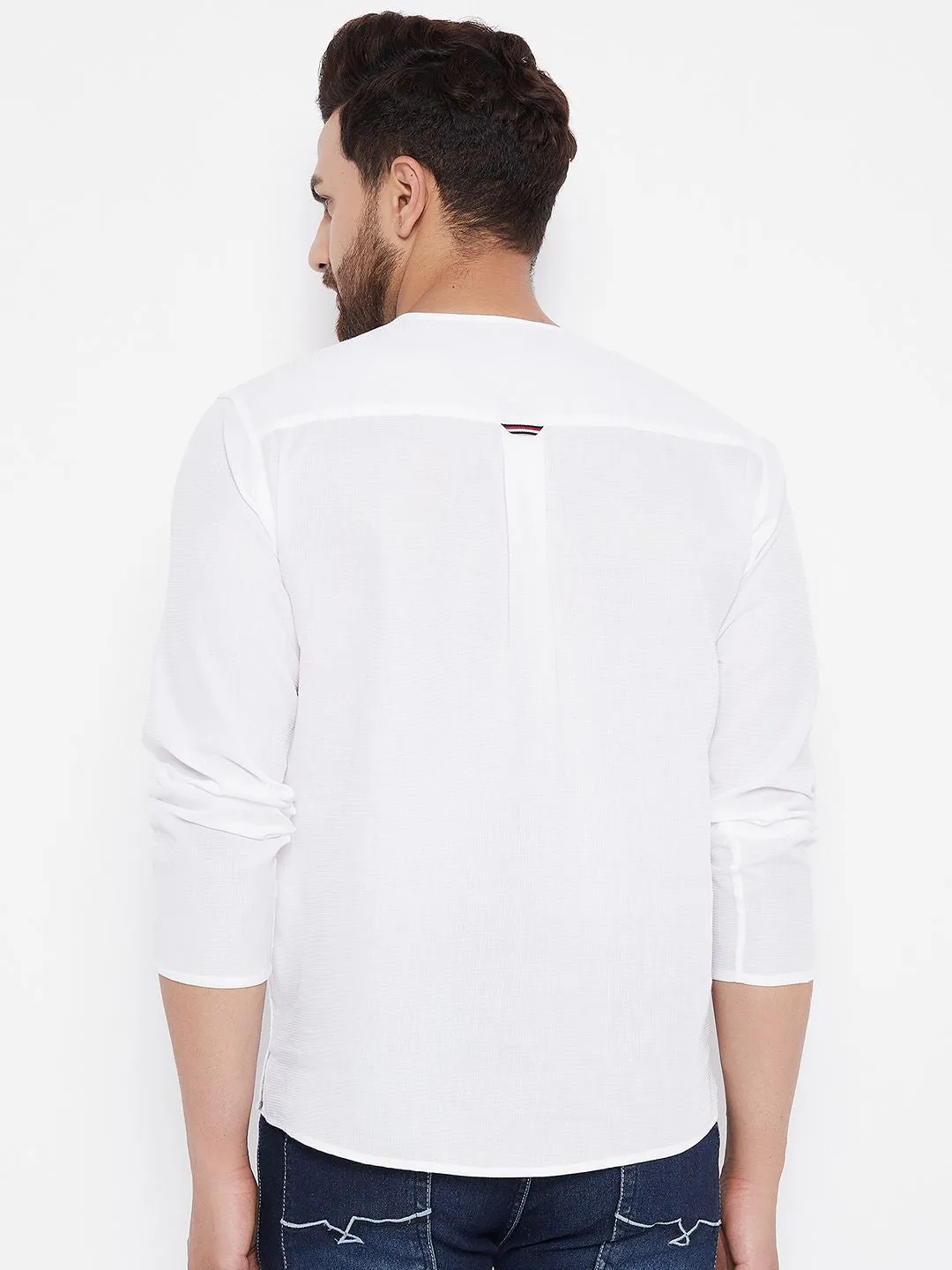 Men's Solid Pure Cotton White  Kurta - Even Apparels