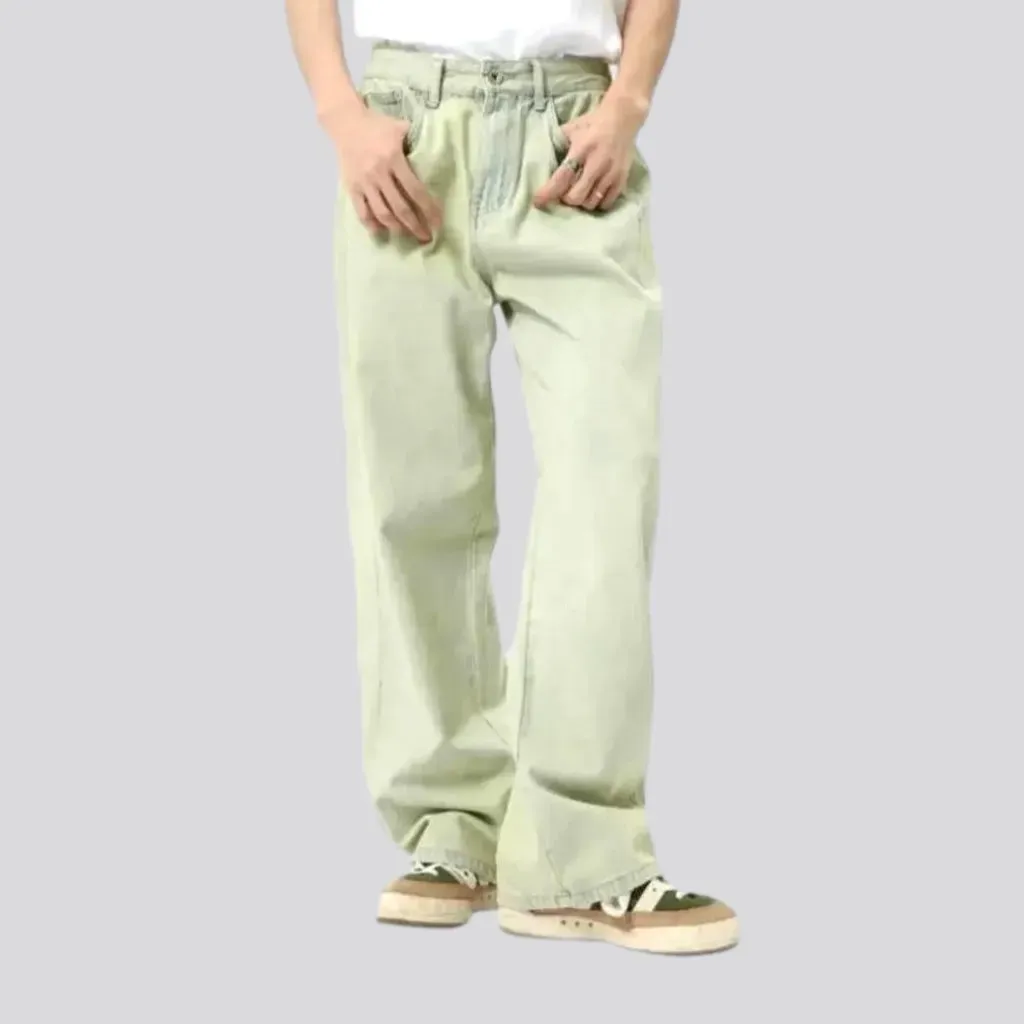 Mid rise yellow-cast men's jeans