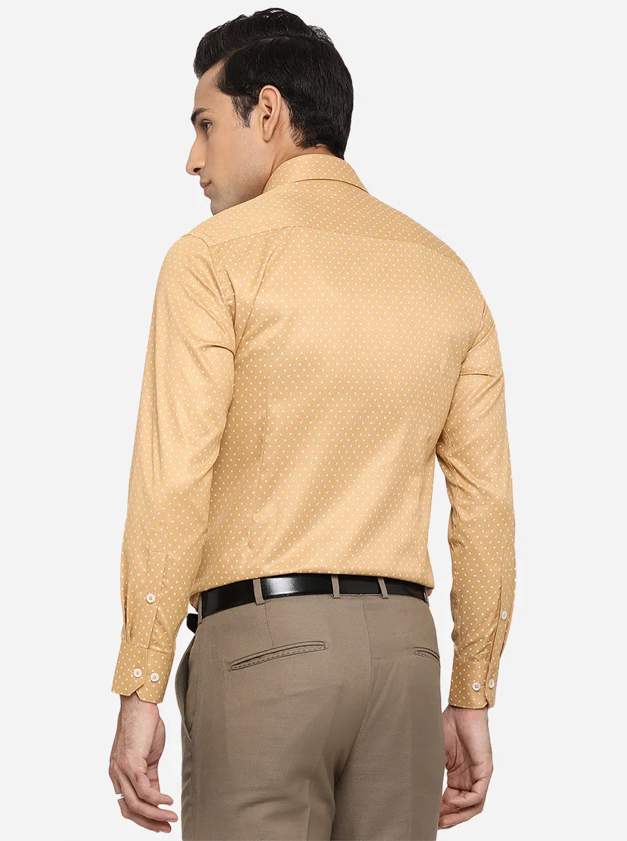 Mustard Yellow Printed Slim Fit Formal Shirt | Greenfibre