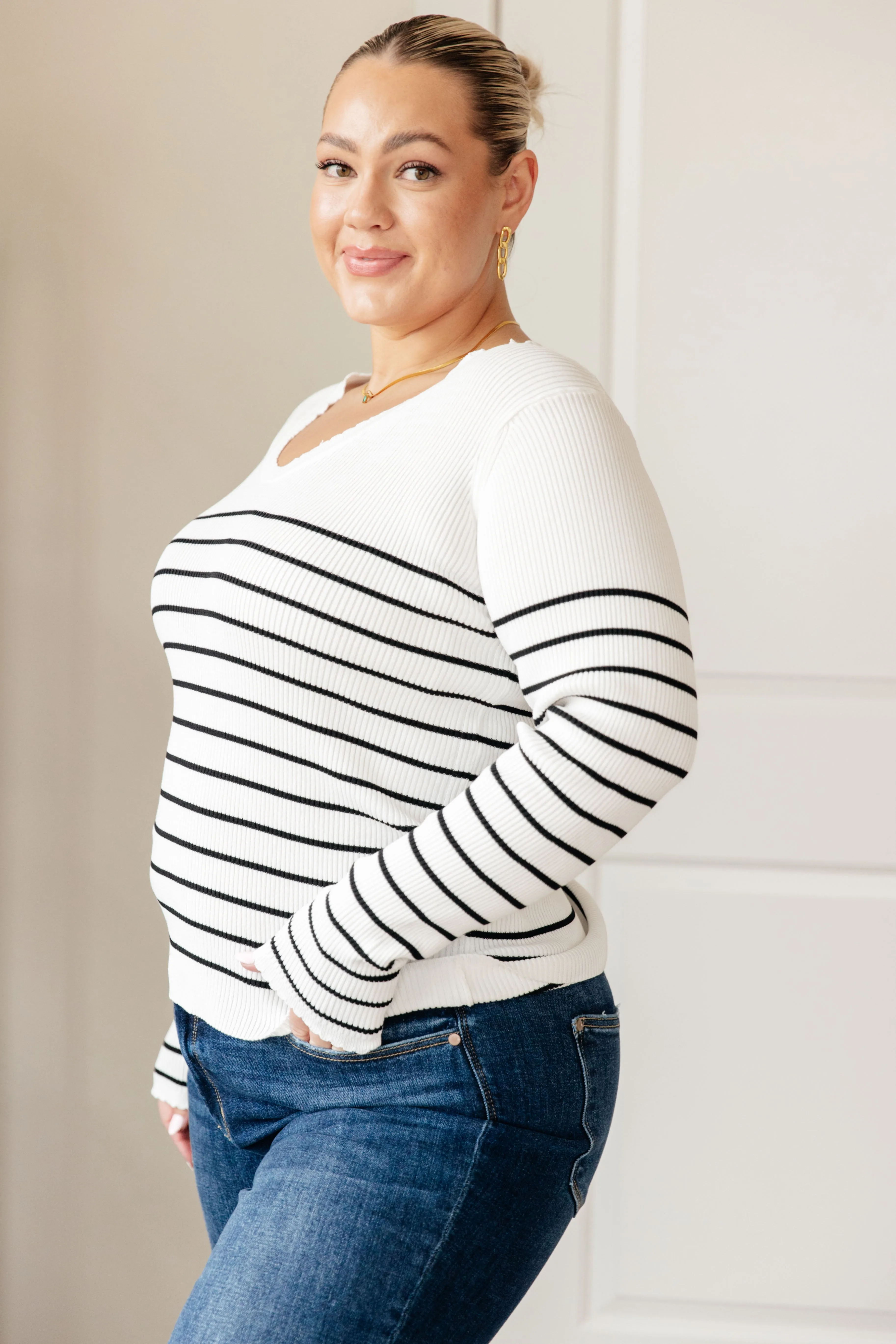 Naomi V-Neck Striped Sweater