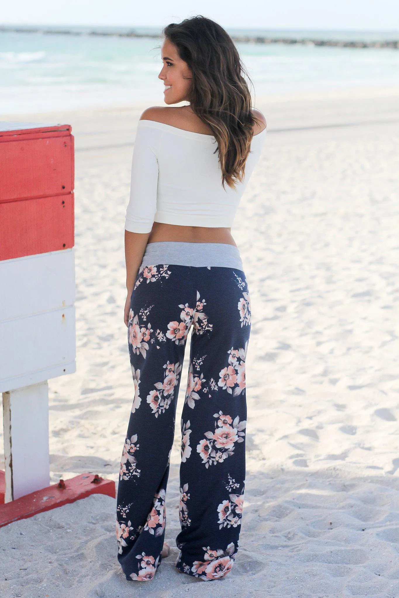 Navy Floral Pants