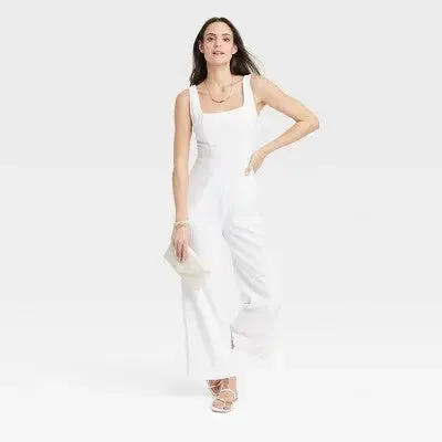 New - A New Day Women's Maxi Jumpsuit Straight Sleeveless Stretchy Jumpsuit