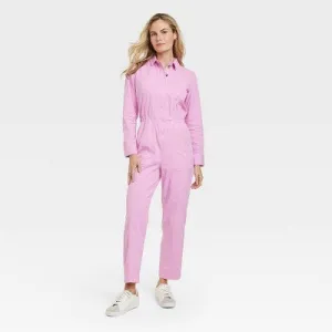 New - Women's Button-Front Coveralls - Universal Thread Pink 8