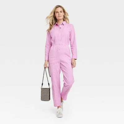 New - Women's Button-Front Coveralls - Universal Thread Pink 8