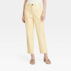 New - Women's High-Rise Faux Leather Ankle Trousers - A New Day Yellow 2