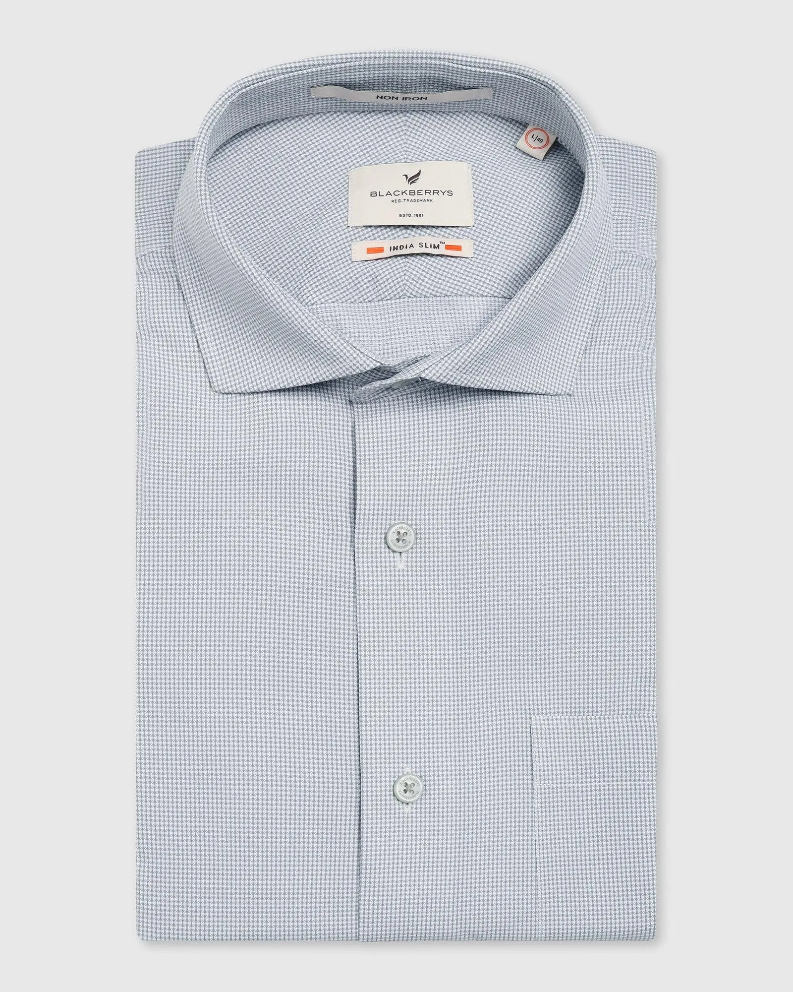 Non Iron Formal Green Textured Shirt - Ivy