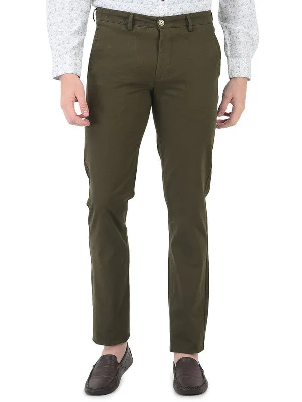 Olive Printed Ultra Slim Fit Trouser