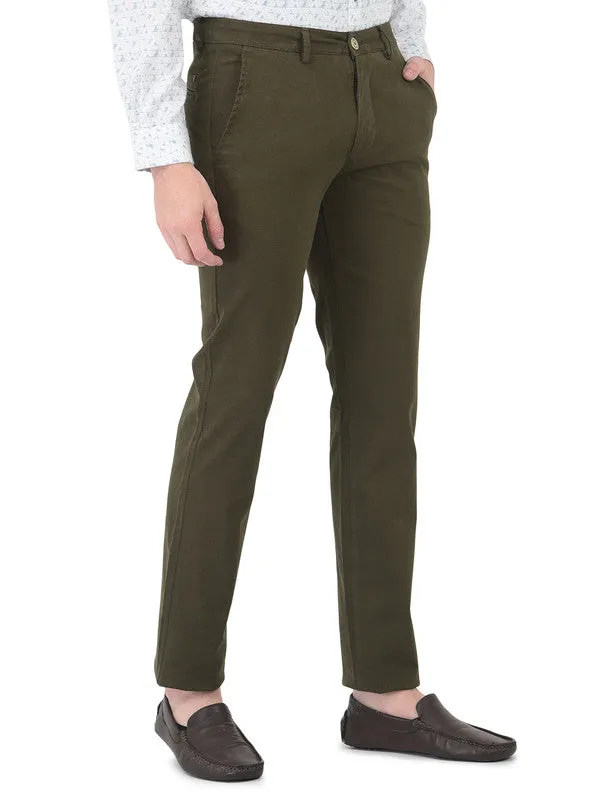 Olive Printed Ultra Slim Fit Trouser