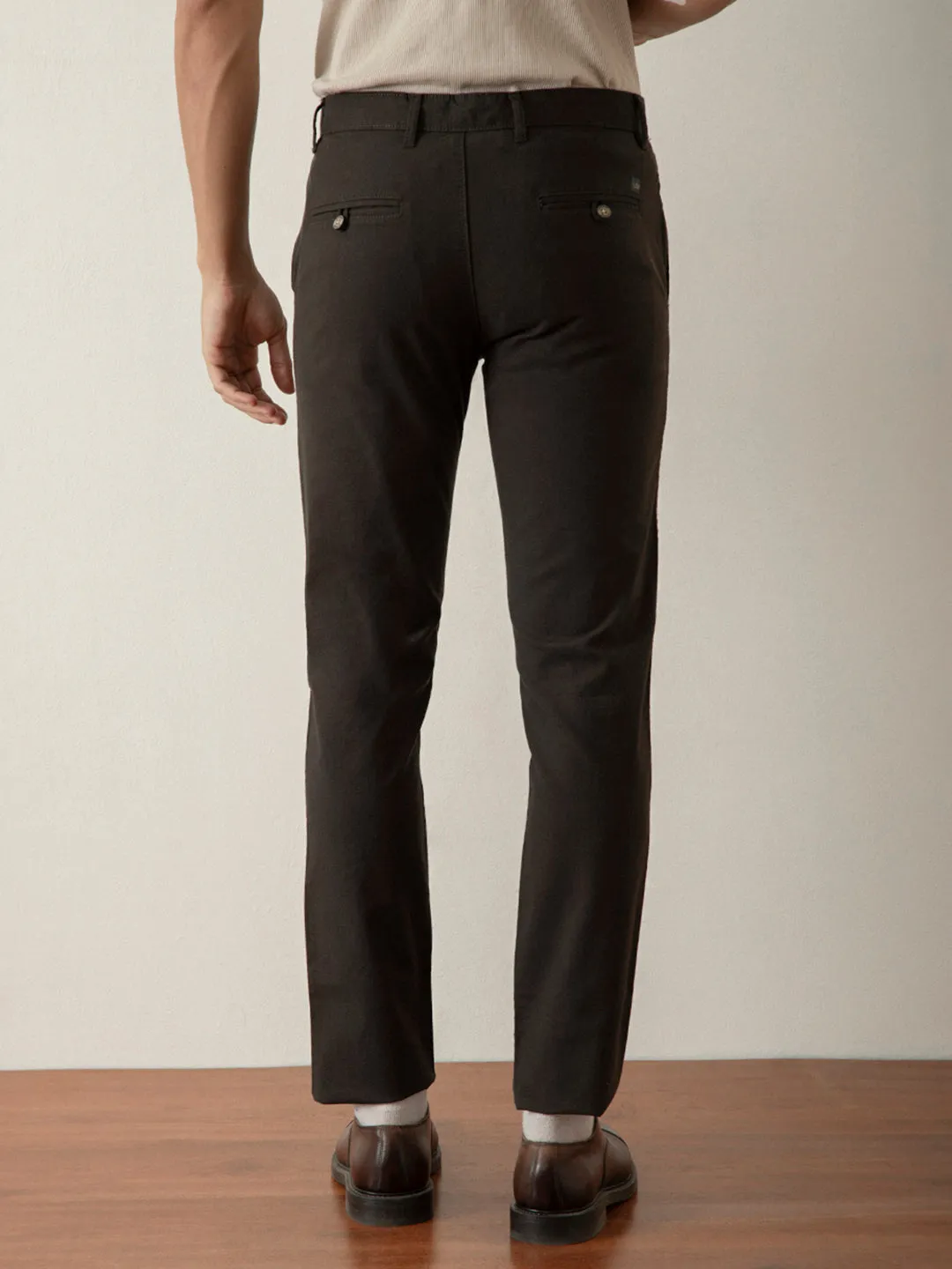 Olive Solid Slim Fit Trouser