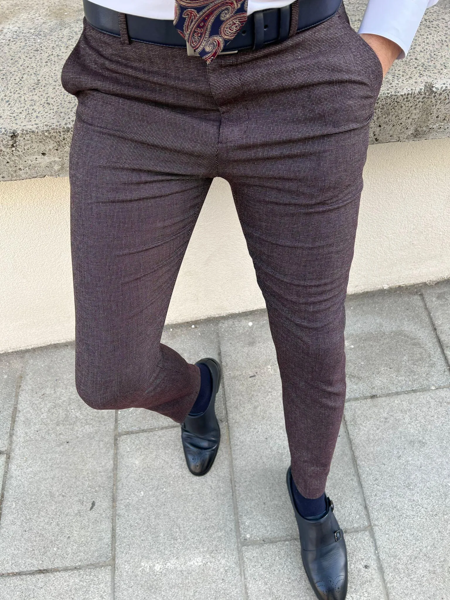 Patterned Claret Red Pants