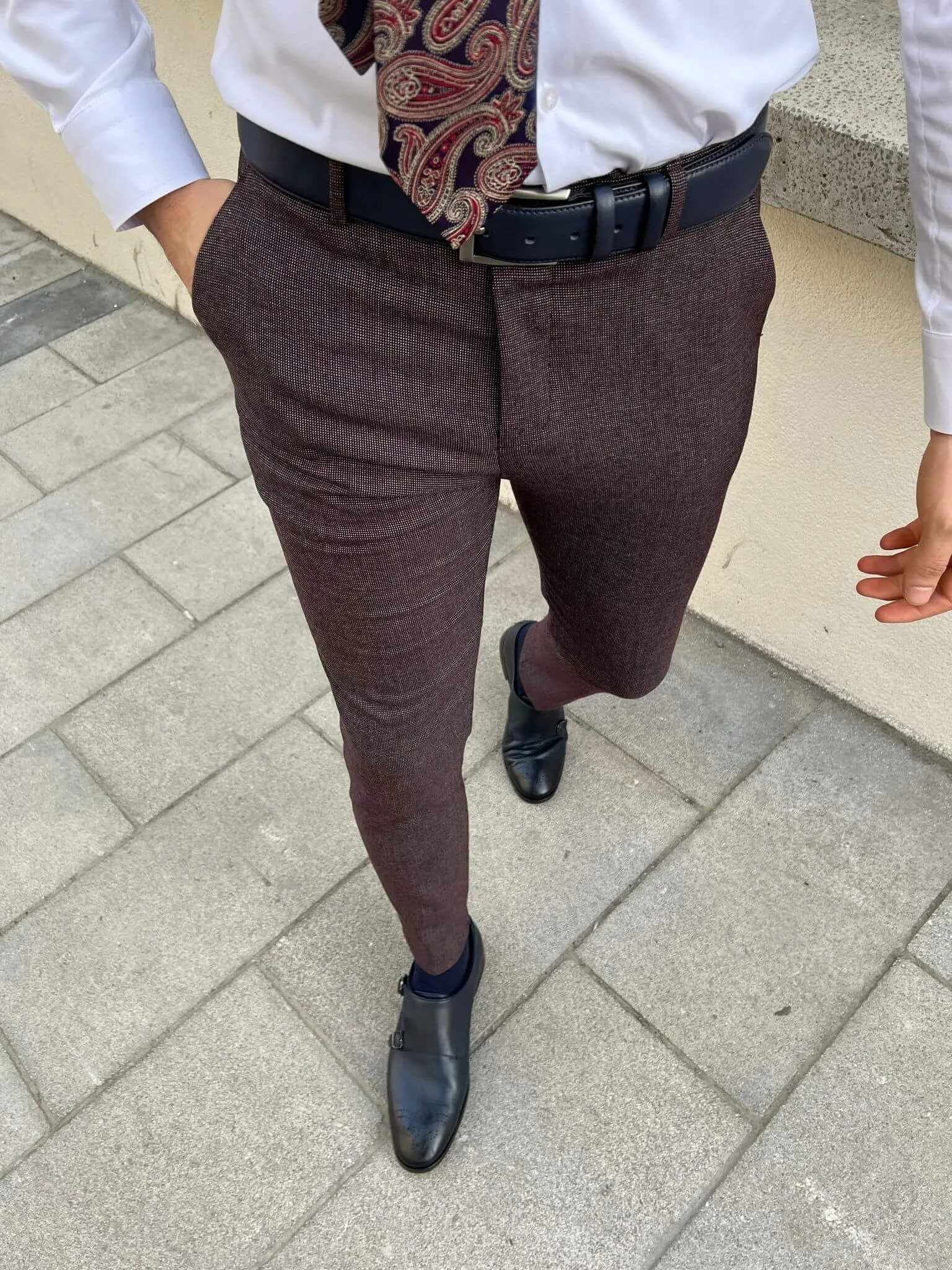 Patterned Claret Red Pants