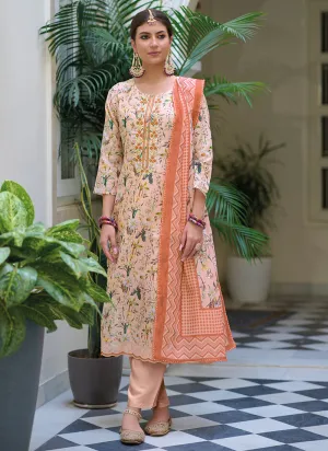 Peach Floral Gota Patti Embroidered Salwar Kameez