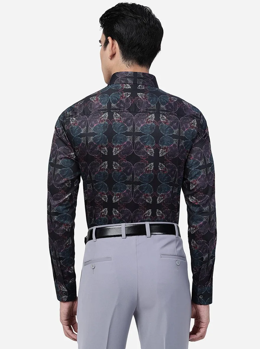 Peacock Maroon Printed Slim Fit Party Wear Shirt | Wyre