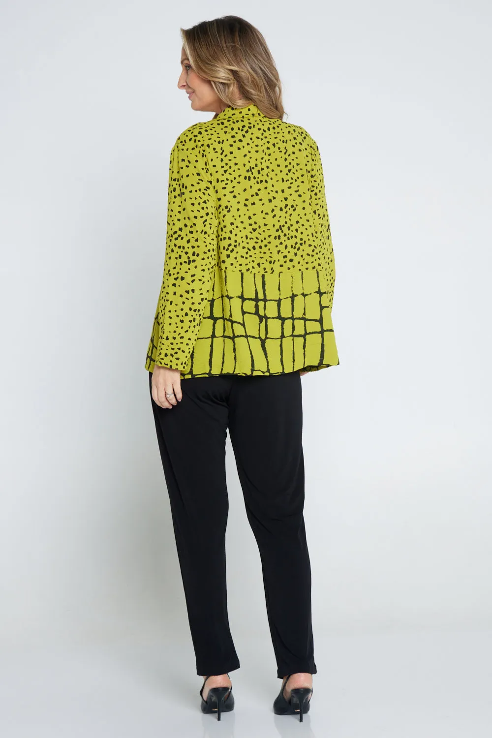 Pebble Splice Shirt - Lime/Black Print