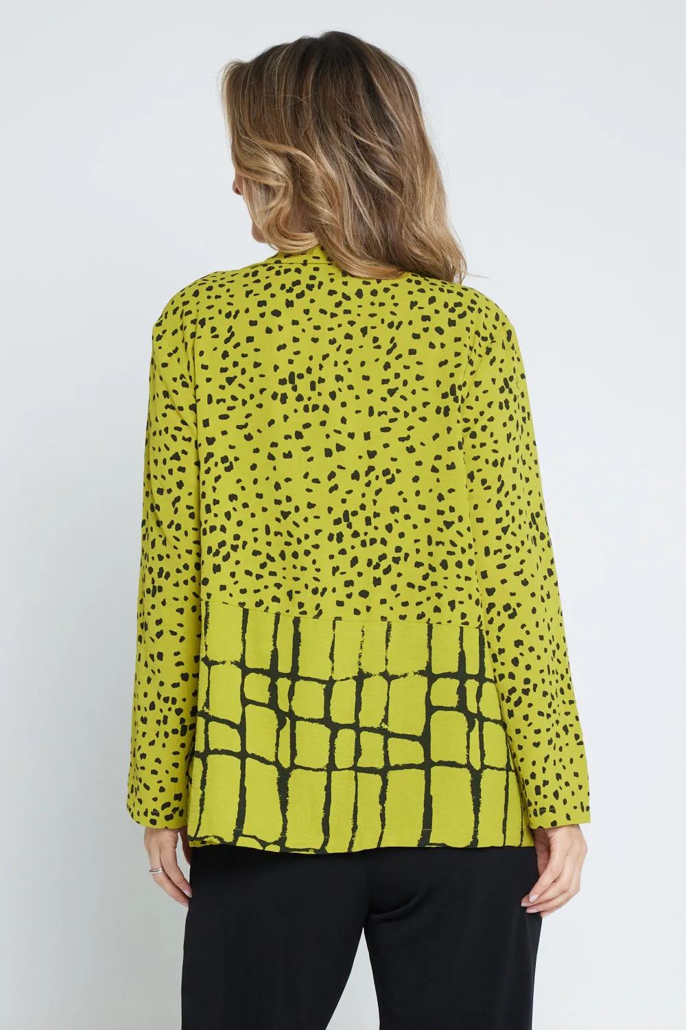 Pebble Splice Shirt - Lime/Black Print