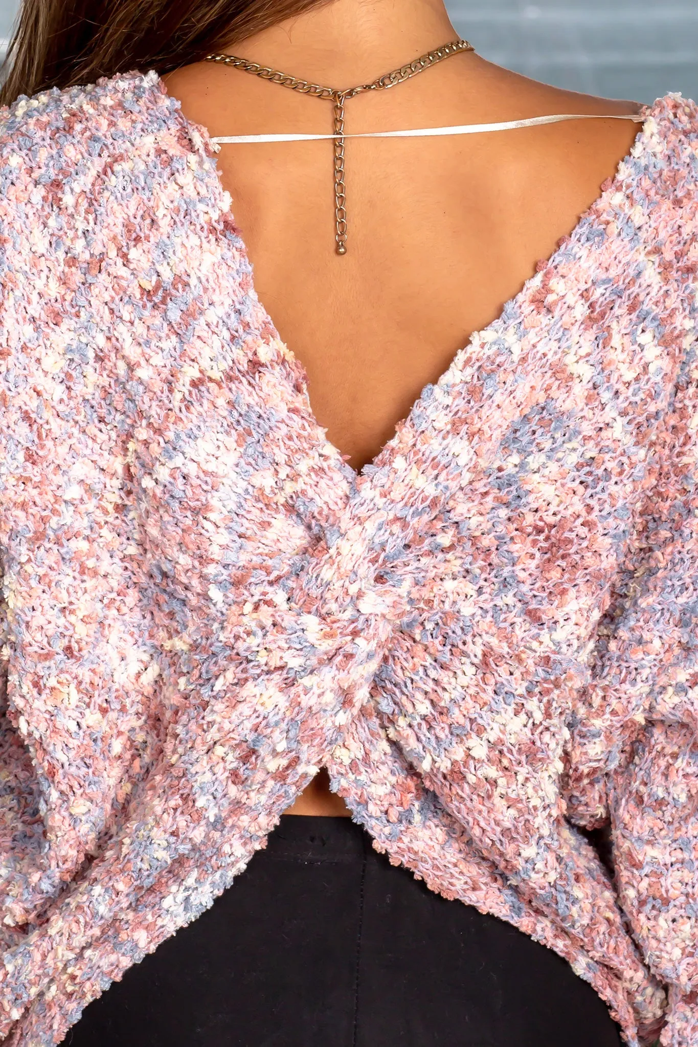 Pink Multi Colored Sweater with Twist