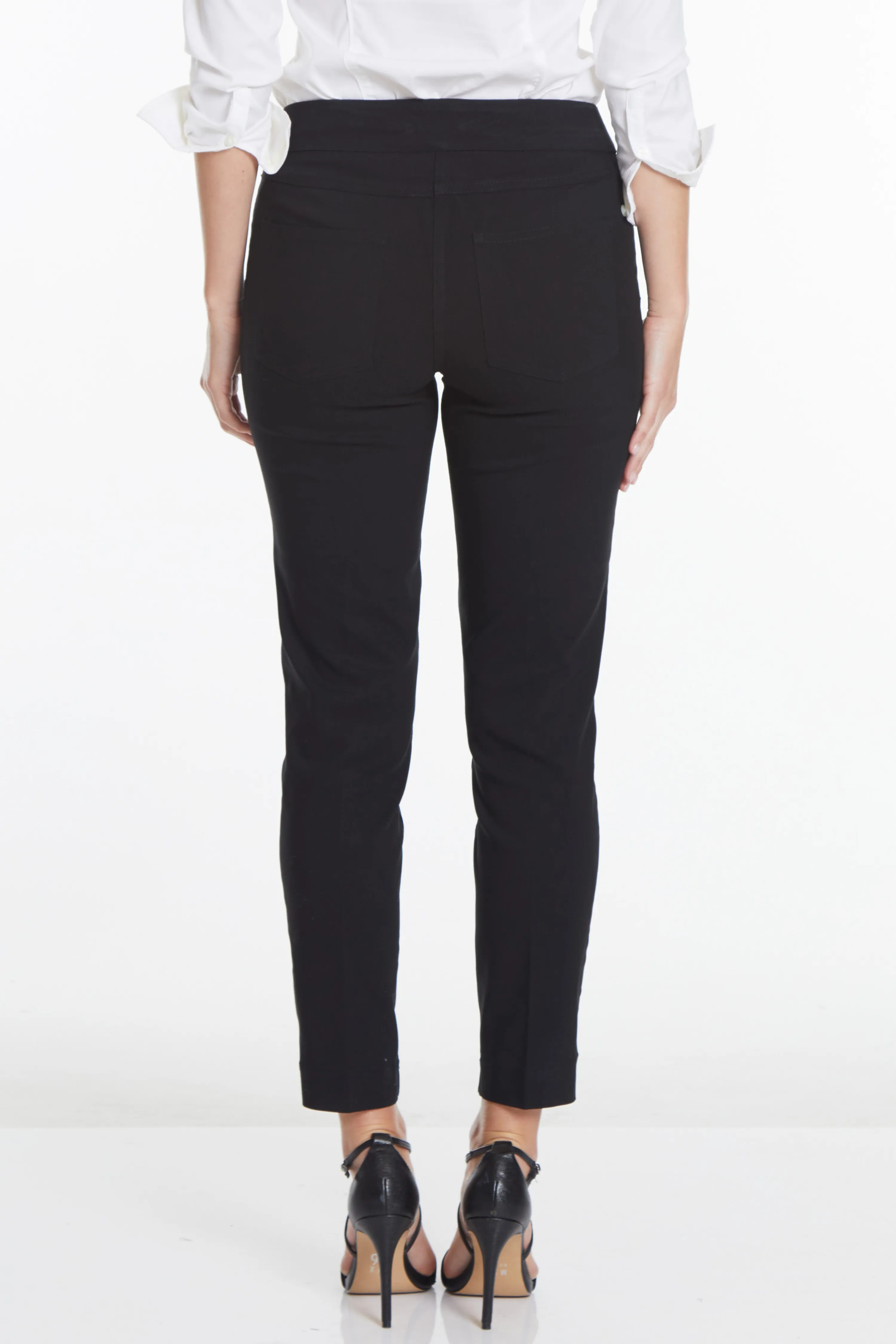 Pull-On Black Ankle Dress Pants with Pockets