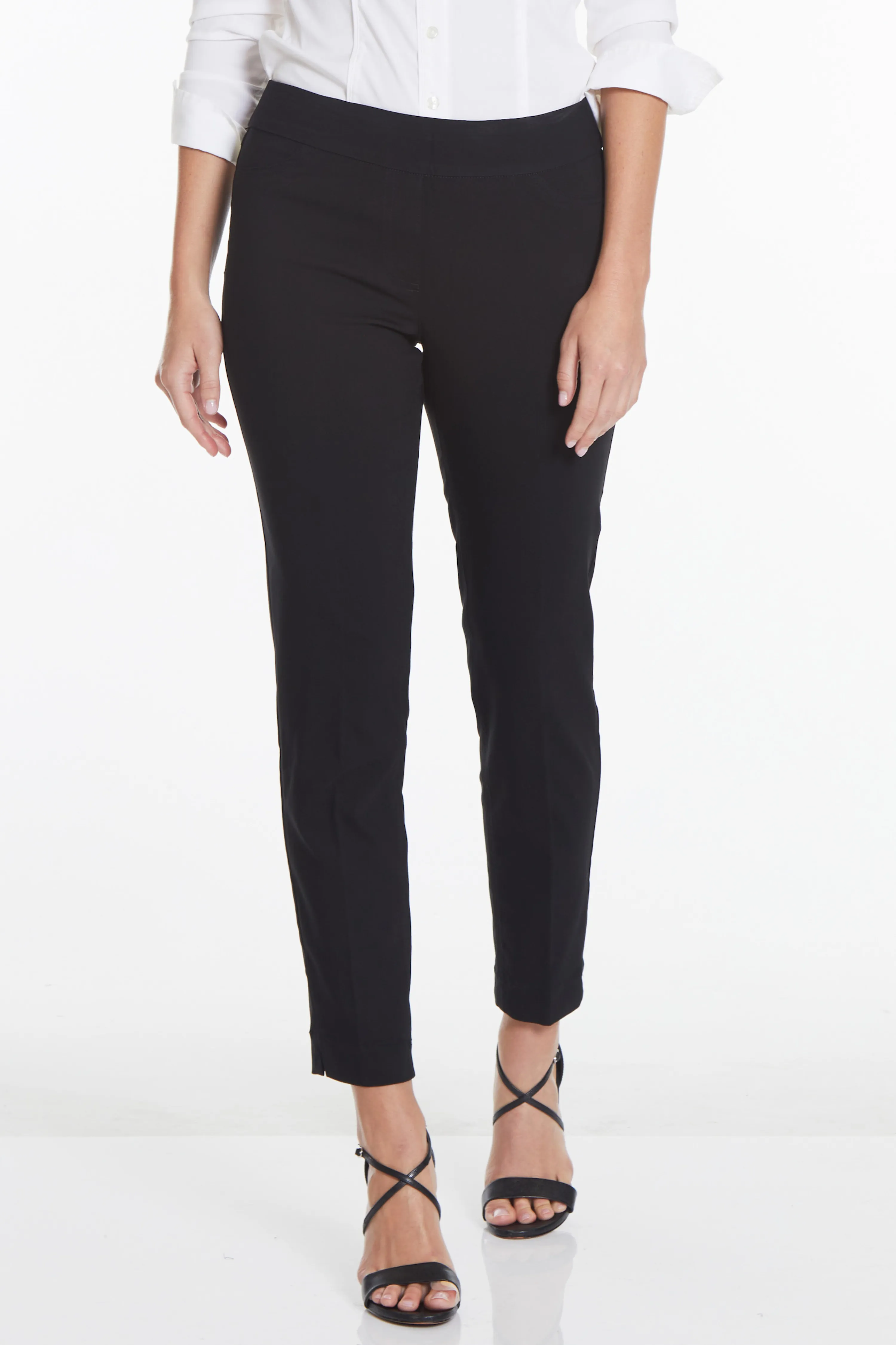 Pull-On Black Ankle Dress Pants with Pockets