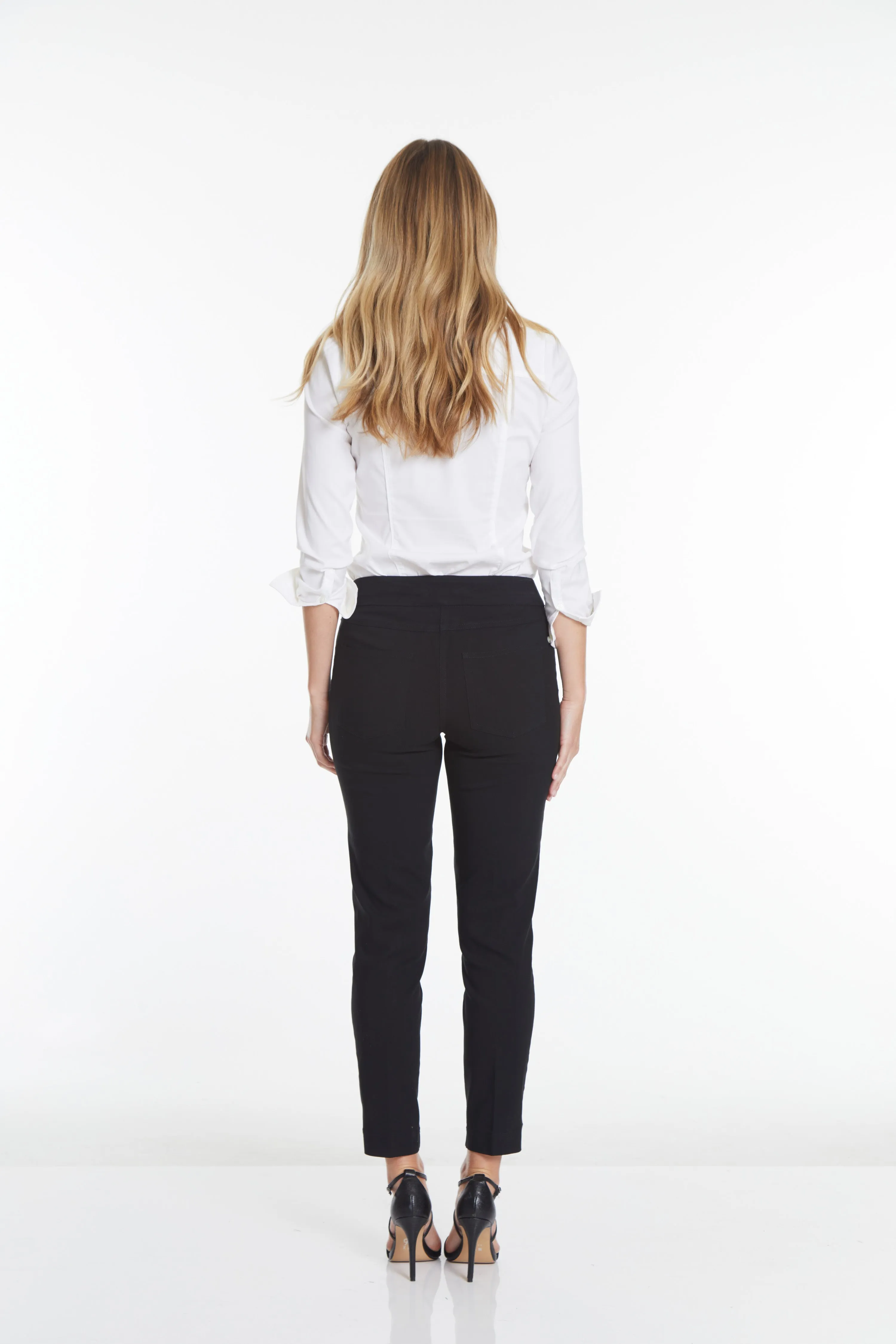 Pull-On Black Ankle Dress Pants with Pockets