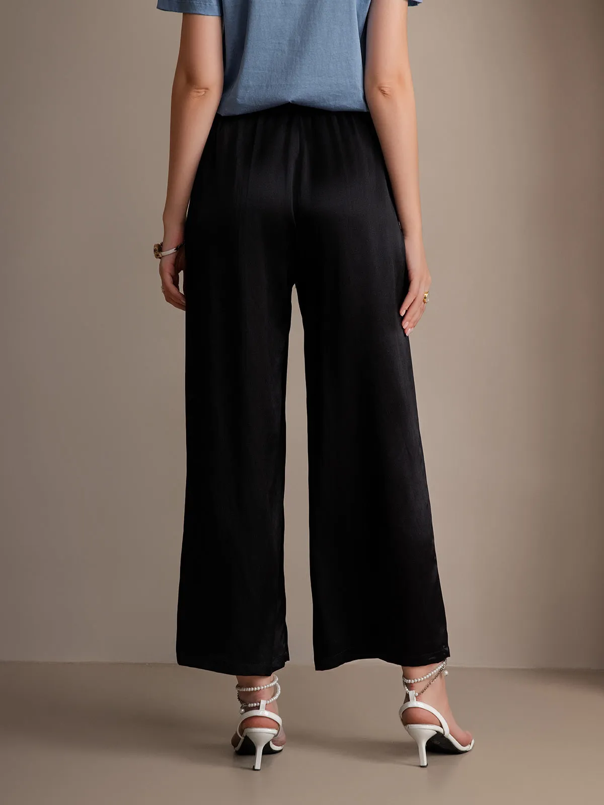 Pure Silk Solid Color Casual Women’s Pants