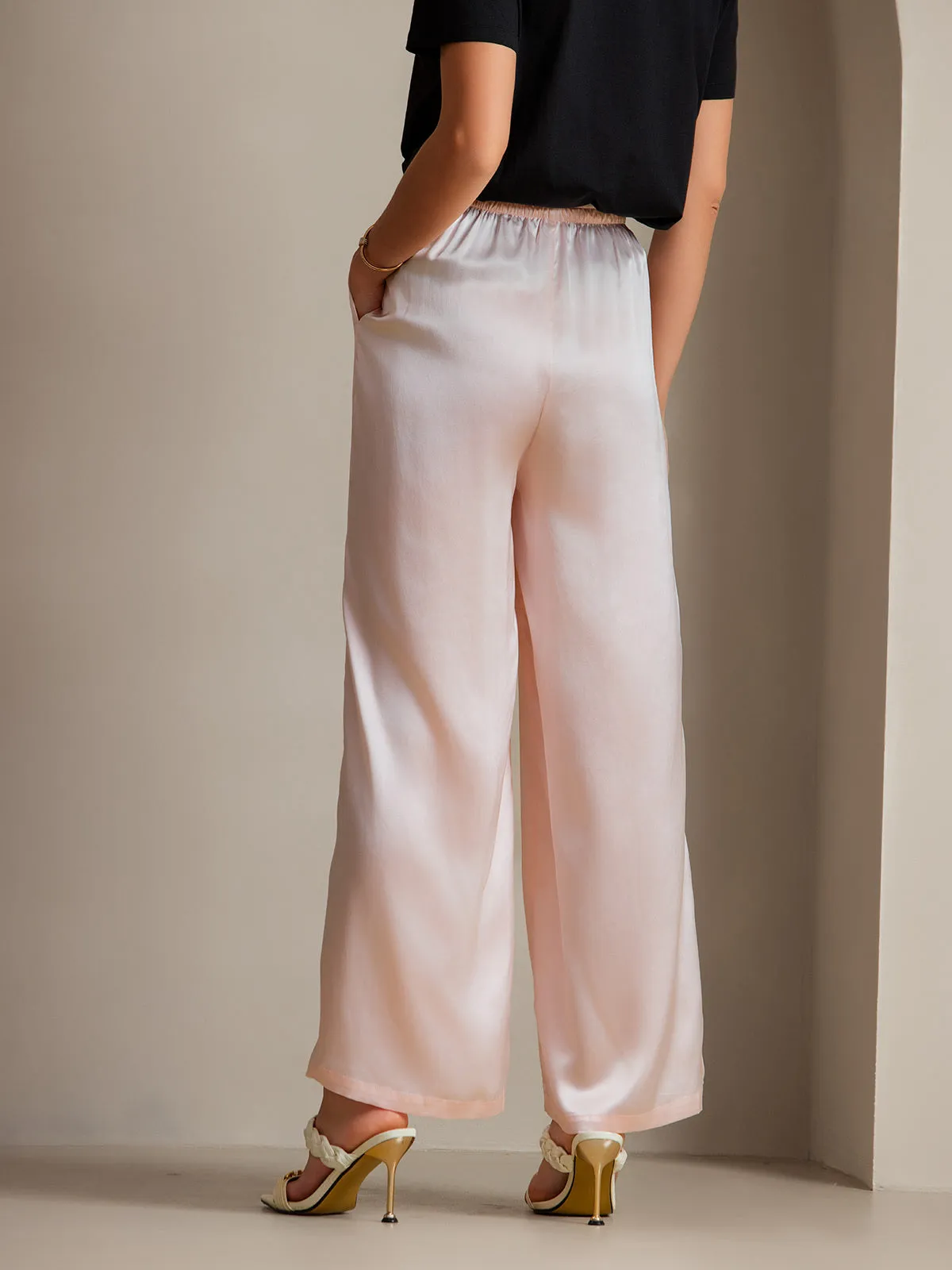 Pure Silk Solid Color Casual Women’s Pants