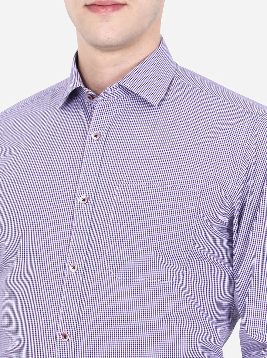 Purple & Blue Checked Slim Fit Formal Shirt | Greenfibre