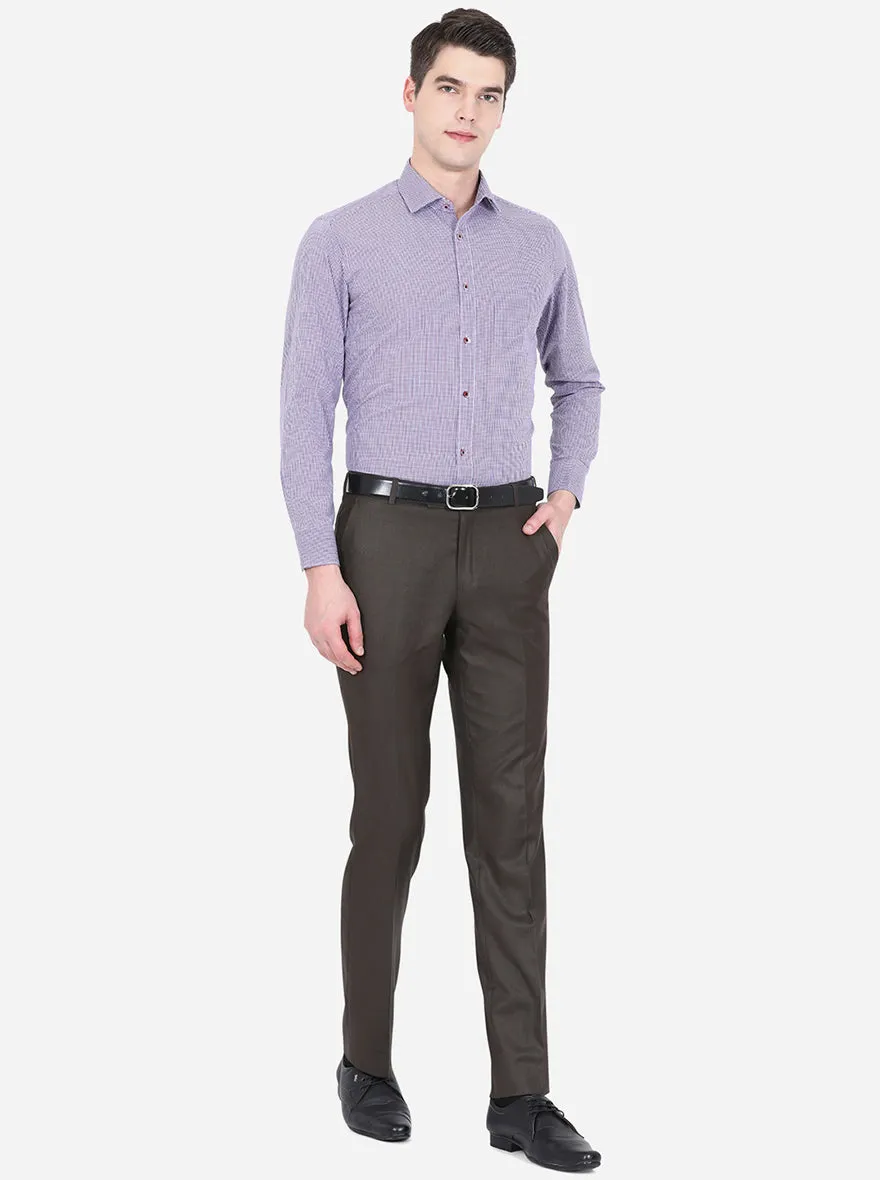 Purple & Blue Checked Slim Fit Formal Shirt | Greenfibre