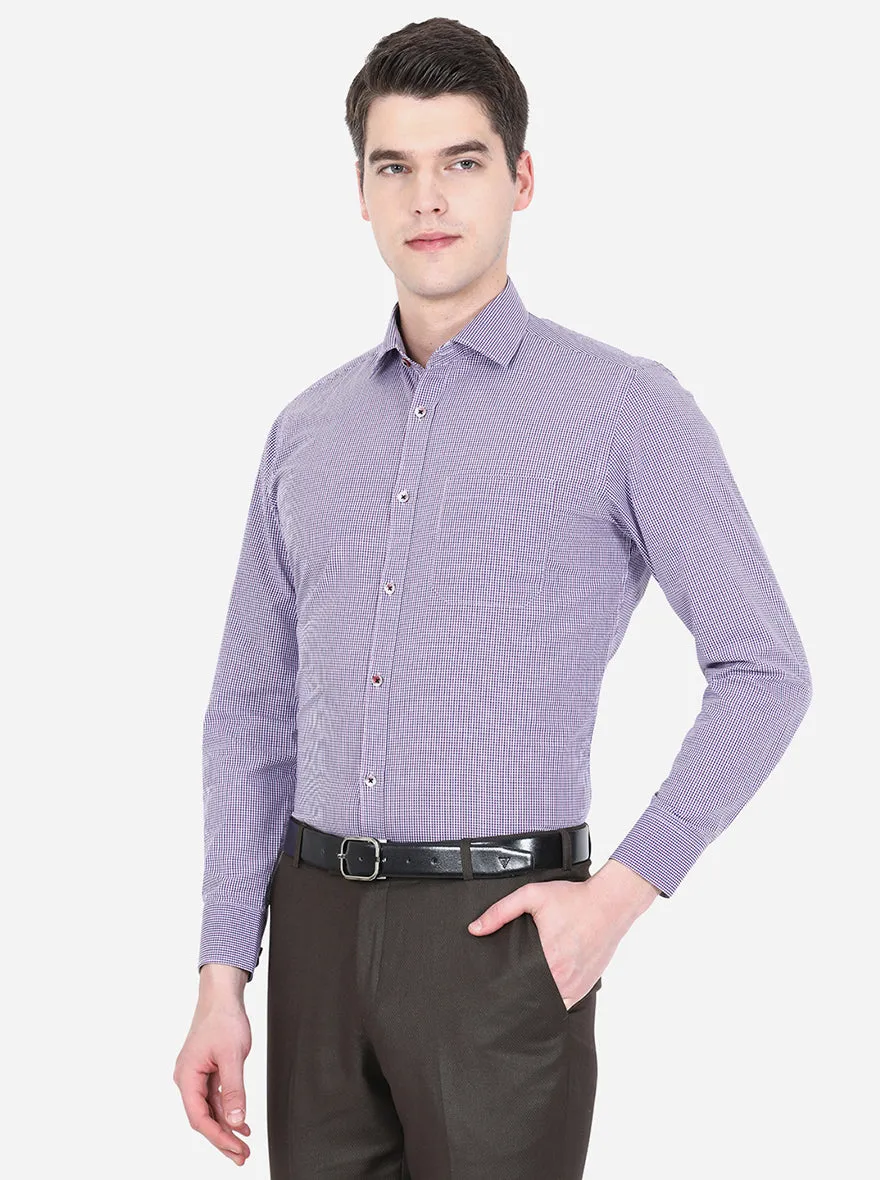 Purple & Blue Checked Slim Fit Formal Shirt | Greenfibre