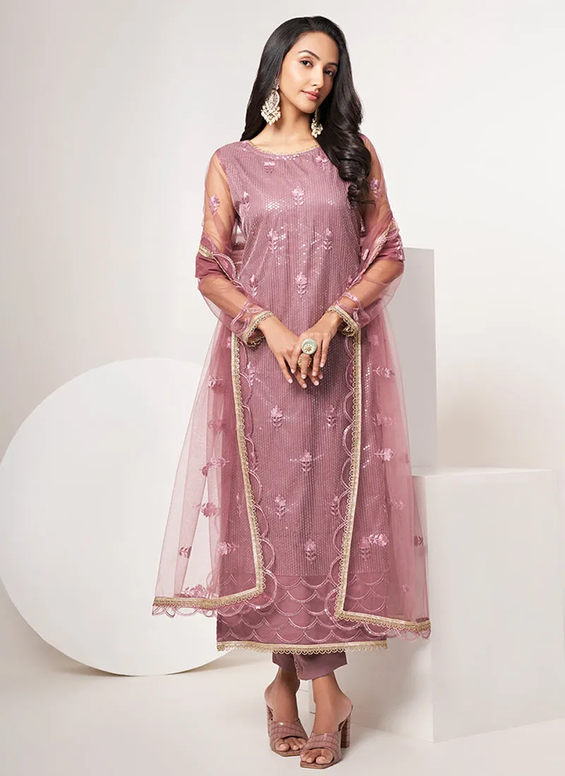 Purple Sequence Embroidery Festive Salwar Suit