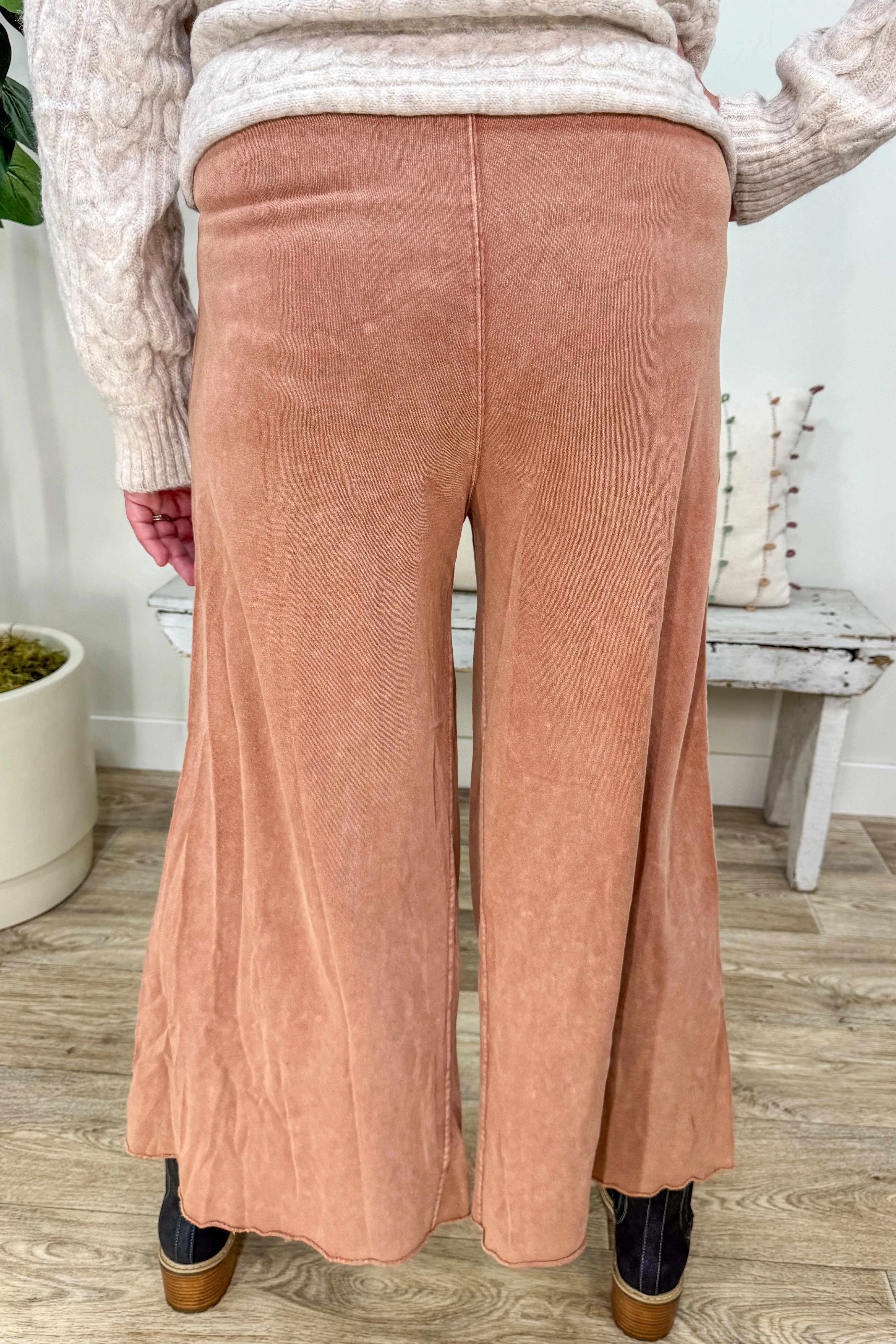 Red Bean Knit Wide Leg Pant