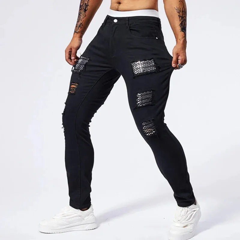 RESHAKE Men's Slim Fit Ripped Jeans