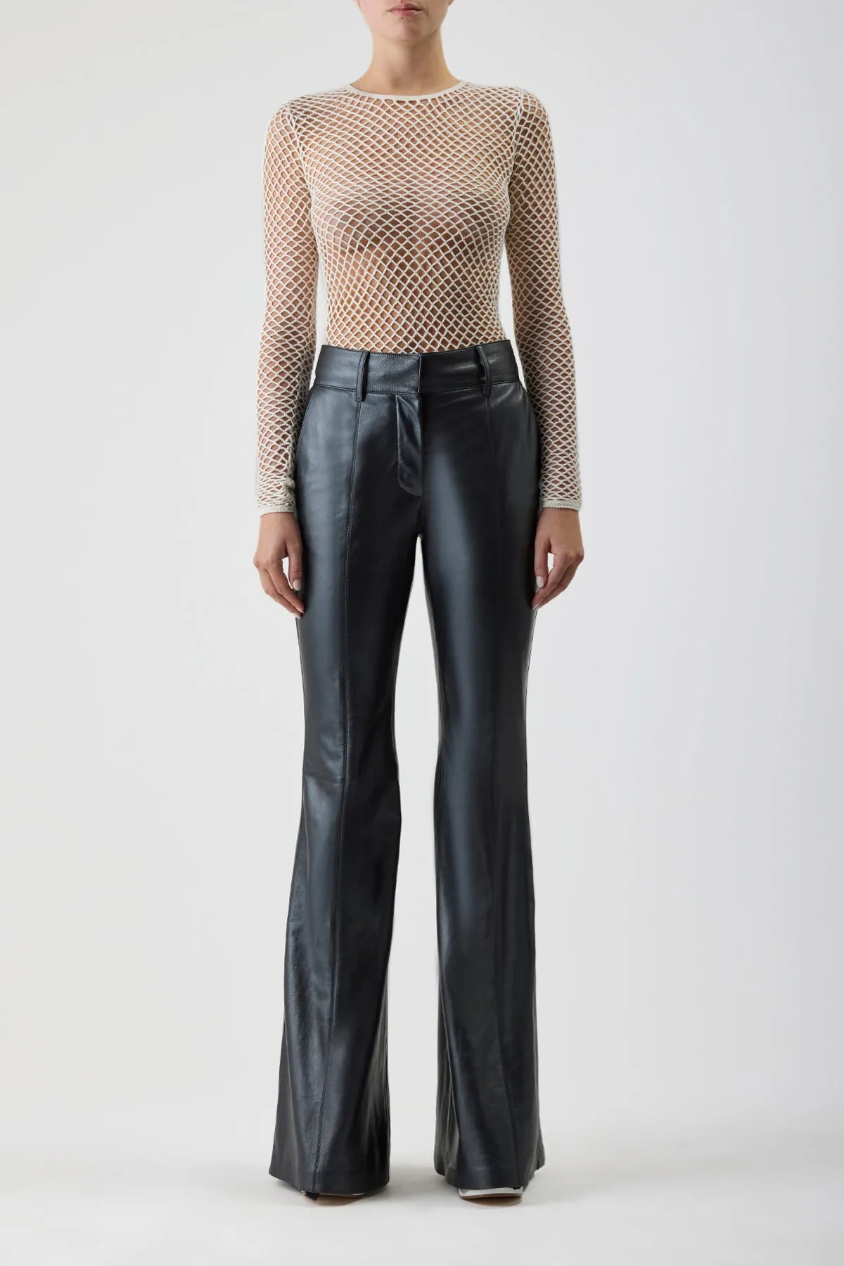 Rhein Pant in Black Metallic Nappa Leather