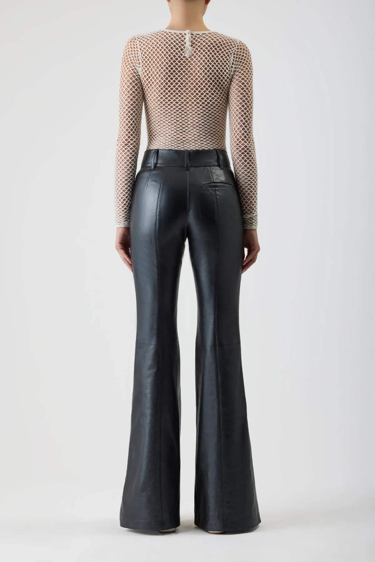 Rhein Pant in Black Metallic Nappa Leather