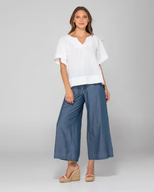 Ria Pant With Pockets - Blue Chambray