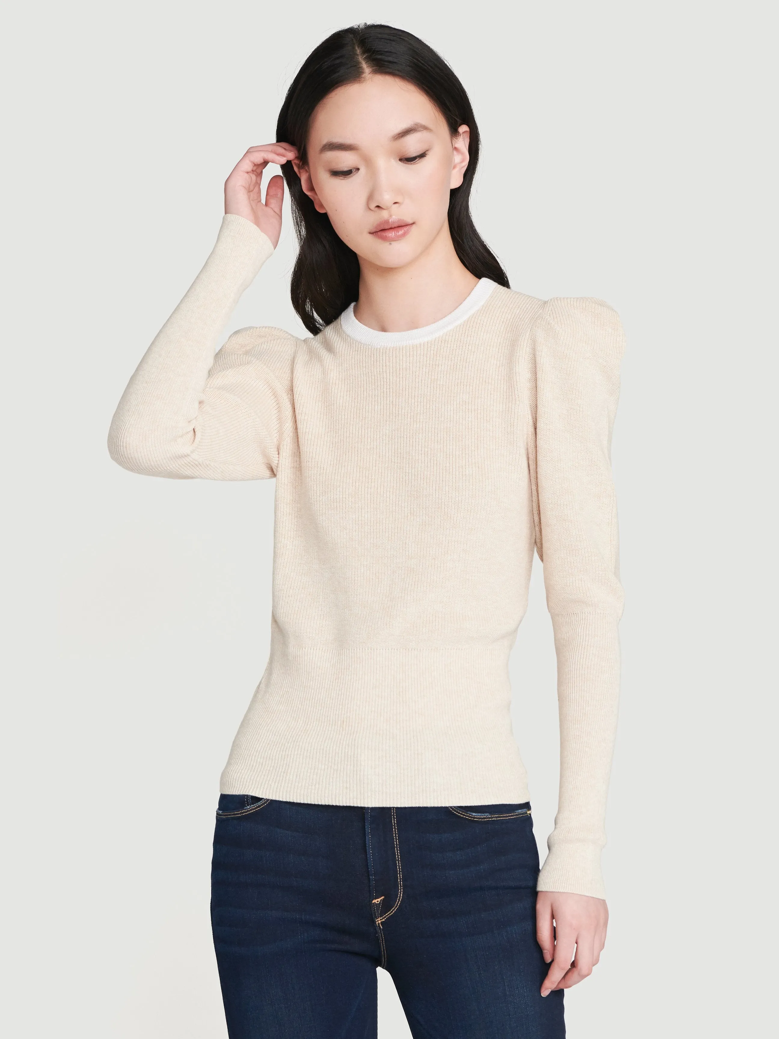 Rib Feminine Sweater -- Oatmeal Heather